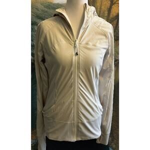 Lululemon Jacket In Flux Womens 10 Hoodie White Reversible Dance Studio Stretch